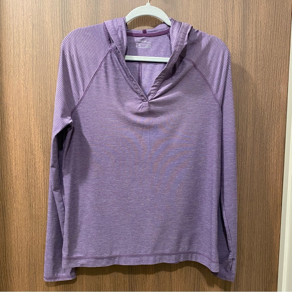 Eddie Bauer Purple Infinity Long Sleeve Hoodie Size Small‎ Striped Trek Travel - Picture 3 of 10